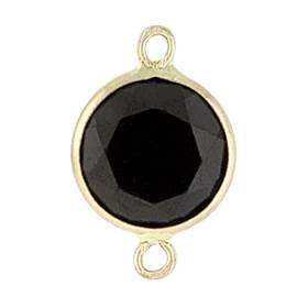 14ky 5mm round bezel set connectorblack spinel