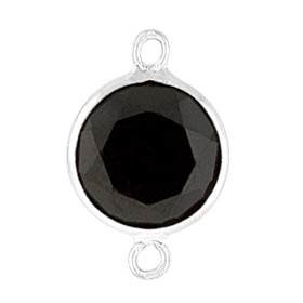 14kw round bezel set connector 4mm black spinel