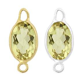 14K Gold Oval Bezel Set Lemon Quartz Connector