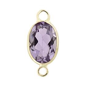 14ky 7x5mm oval bezel set connectoramethyst