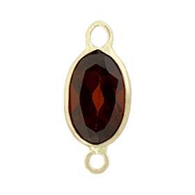 14ky 6x4mm oval bezel set connectorgarnet