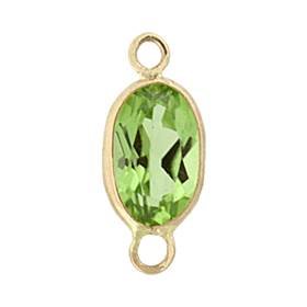 14ky 4x3mm oval bezel set connectorperidot