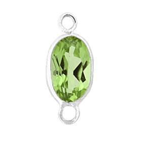 14kw 6x4mm oval bezel set connectorperidot