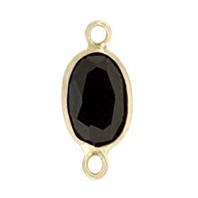 14ky 8x6mm oval bezel set connectorblack spinel