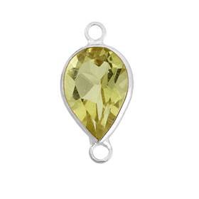 14kw 7x5mm pear bezel set connectorlemon quartz