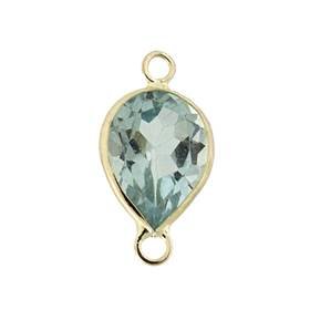 14ky 8x6mm pear bezel set connectorblue topaz