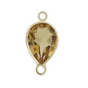 14ky 8x6mm pear bezel set connectorcitrine