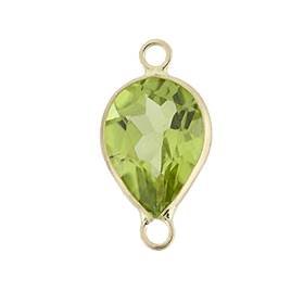 14ky 8x6mm pear bezel set connectorperidot