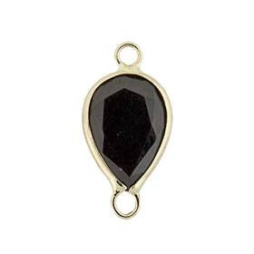 14ky 7x5mm pear bezel set connectorblack spinel