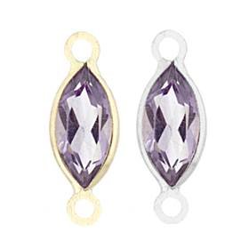 14K Gold Marquise Bezel Set Amethyst Connector