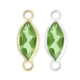 14K Gold Marquise Bezel Set Peridot Connector