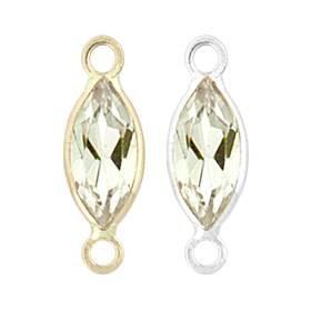 14K Gold Marquise Bezel Set White Topaz Connector