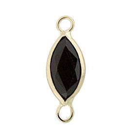 14ky 6x3mm marquise bezel set connectorblack spinel