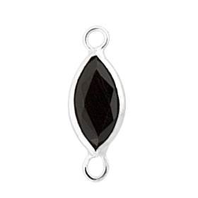 14kw 6x3mm marquise bezel set connectorblack spinel