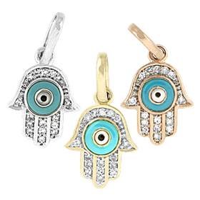 14K Diamond Evil Eye Hamsa Charms