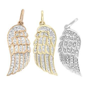 14K Diamond Wing Right Side Charms
