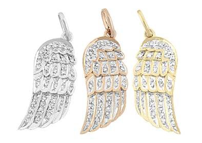 14K Diamond Wing Left Side Charms