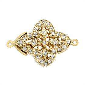 vermeil 20x15mm cubic zirconia filigree clasp