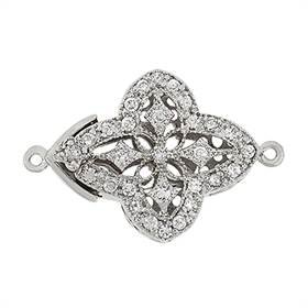 rhodium sterling silver 20x15mm rhodium plated cubic zirconia filigree clasp