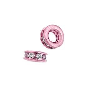 Rose Gold Vermeil Cubic Zirconia Roundel Bead (A)