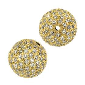 Vermeil Cubic Zirconia Round Bead