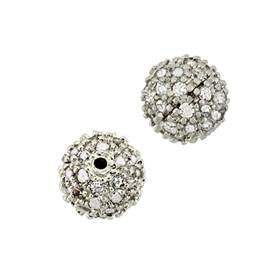 rhodium sterling silver 8mm rhodium plated cubic zirconia ball bead