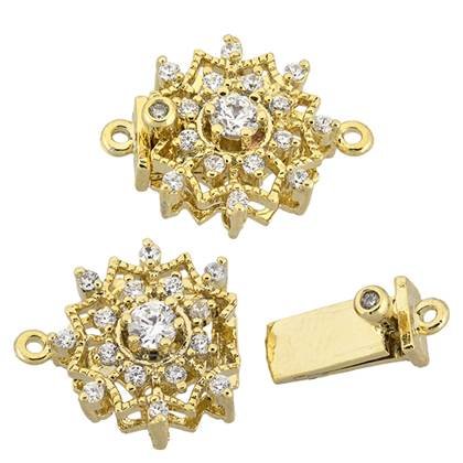 vermeil 12mm cubic zirconia filigree snow clasp