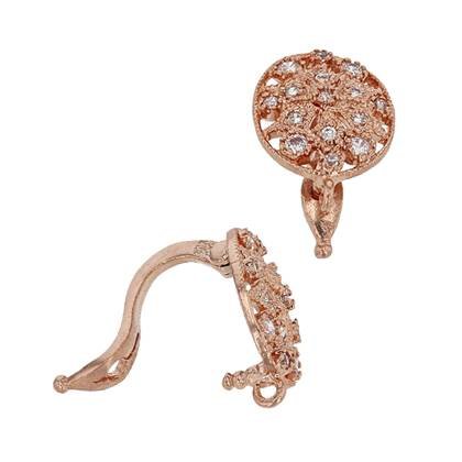 rose gold vermeil 11x9mm with ring cubic zirconia filigree oval enhancer