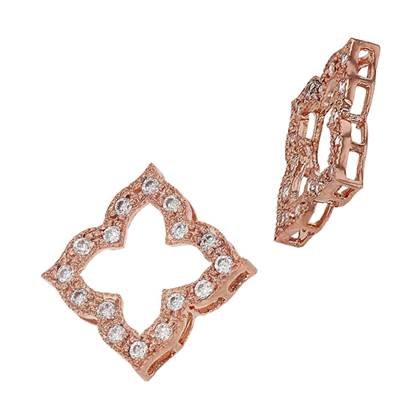 rose gold vermeil 10mm cubic zirconia square connector