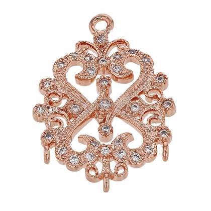 rose gold vermeil 20x15mm with ring cubic zironia filigree connector