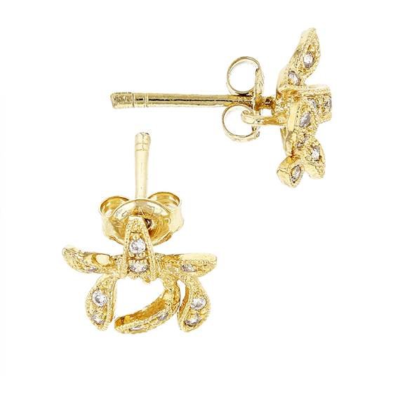 gold plated 10mm with ring cubic zirconia bow earring