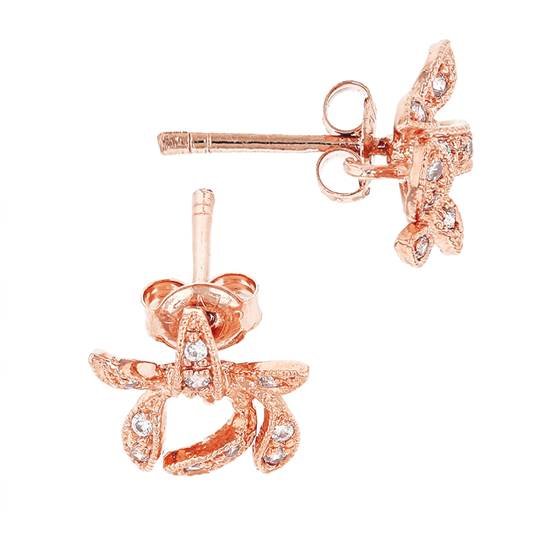 rose gold plated 10mm with ring cubic zirconia bow earring