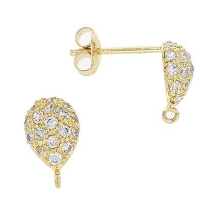 vermeil 9x6mm with ring cubic zirconia pear earring