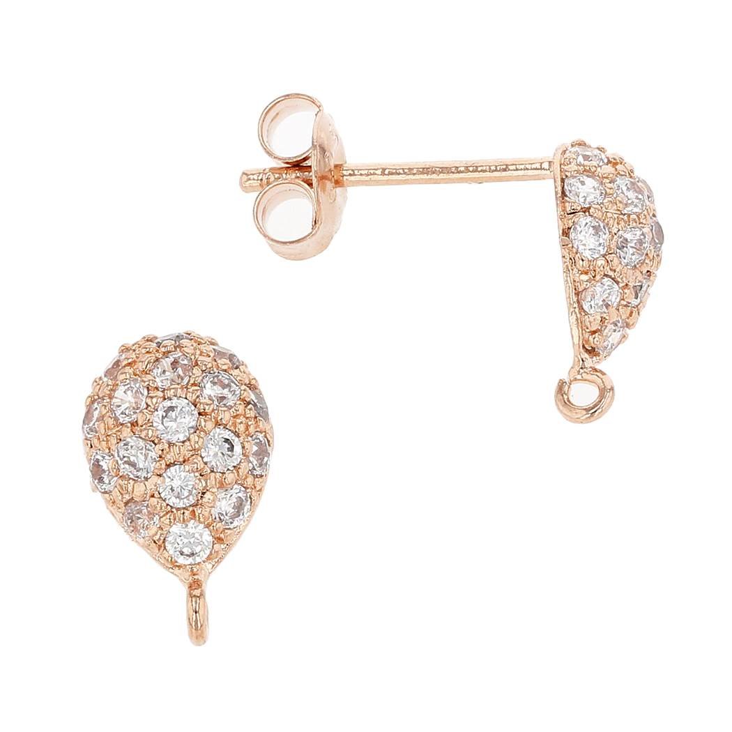 rose gold vermeil 9x6mm with ring cubic zirconia pear earring