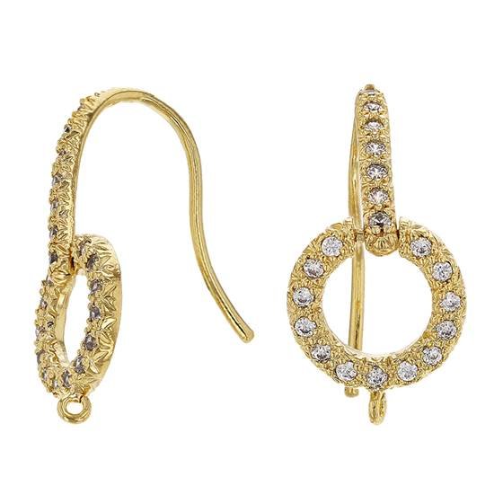 vermeil cubic zirconia circle earwire earring with open jump ring