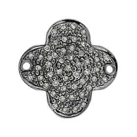 rhodium sterling silver 12mm 40pts diamond clover connector