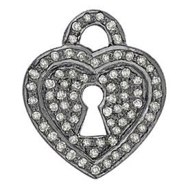 rhodium sterling silver 67pts 20mm diamond heart lock charm