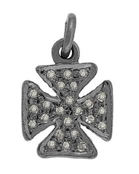 rhodium sterling silver 22pts 10mm diamond cross charm