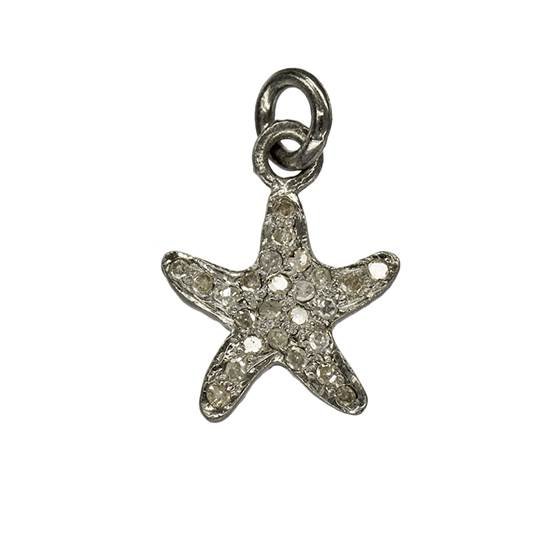 rhodium sterling silver 22pts 13mm diamond starfish charm