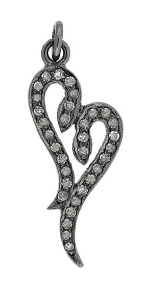 rhodium sterling silver 29pts 27mm diamond heart charm