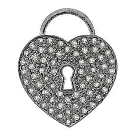 rhodium sterling silver 60pts 17mm diamond heart lock charm
