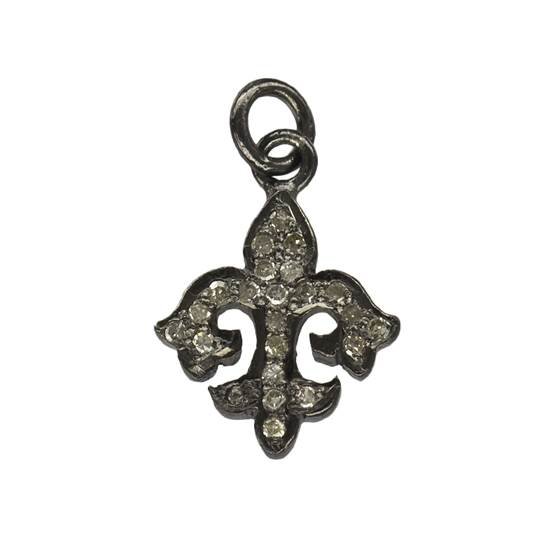 rhodium sterling silver 18mm diamond ship anchor charm