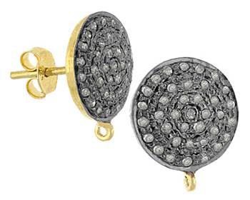 gold plated sterling silver 13mm diamond circle stud earring with earnut