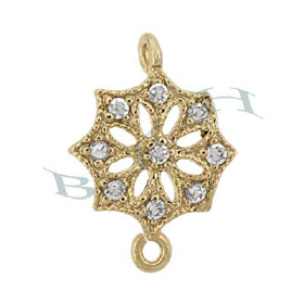 vermeil 11x8mm cubic zirconia filigree connector