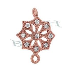 rose gold vermeil 11x8mm cubic zirconia filigree connector