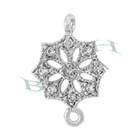 11x8mm rhodium plated cubic zirconia filigree connector