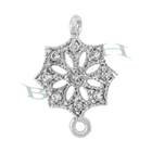 rhodium sterling silver 11x8mm rhodium plated cubic zirconia filigree connector