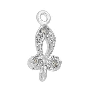 10x5mm rhodium plated cubic zirconia drop connector