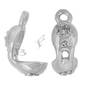 rhodium plated cubic zirconia clamshell