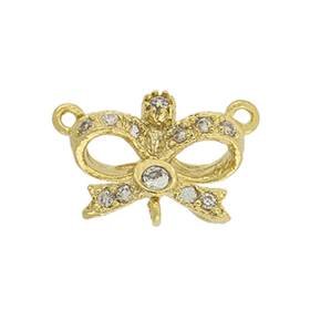 vermeil 11x9mm cubic zirconia fancy bow connector